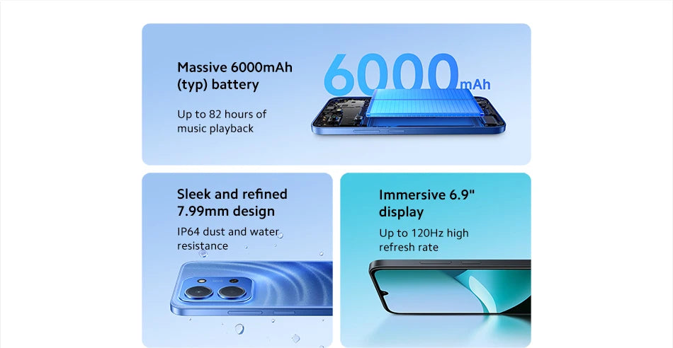Xiaomi Redmi 15C Smartphone Global Version MediaTek Helio G81-Ultra 120Hz 6.9" Dot Drop display 33W charging