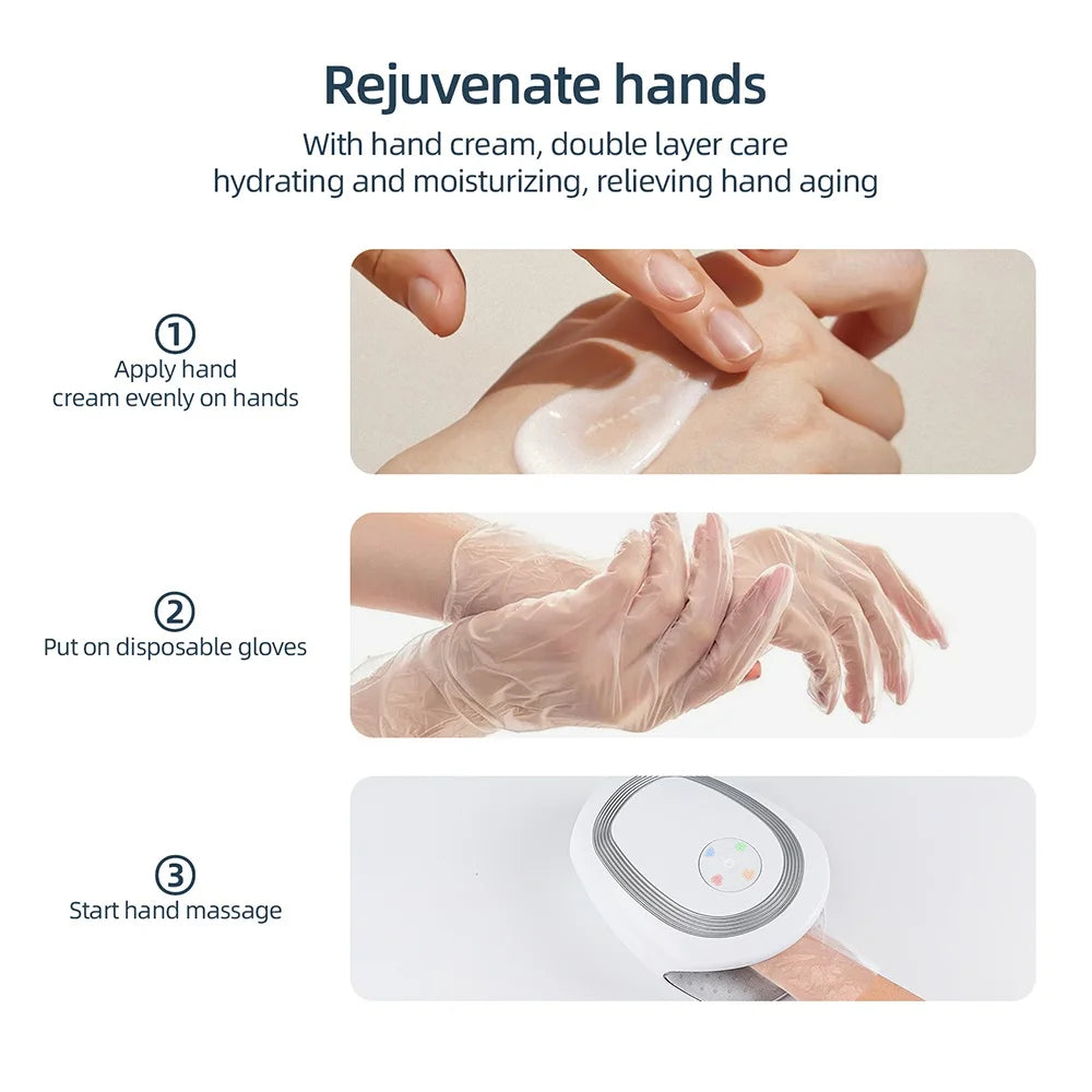 Tidesmit Electric Hand Massager with Heat and Air Compression - White Relaxation Treatment Tidesmit