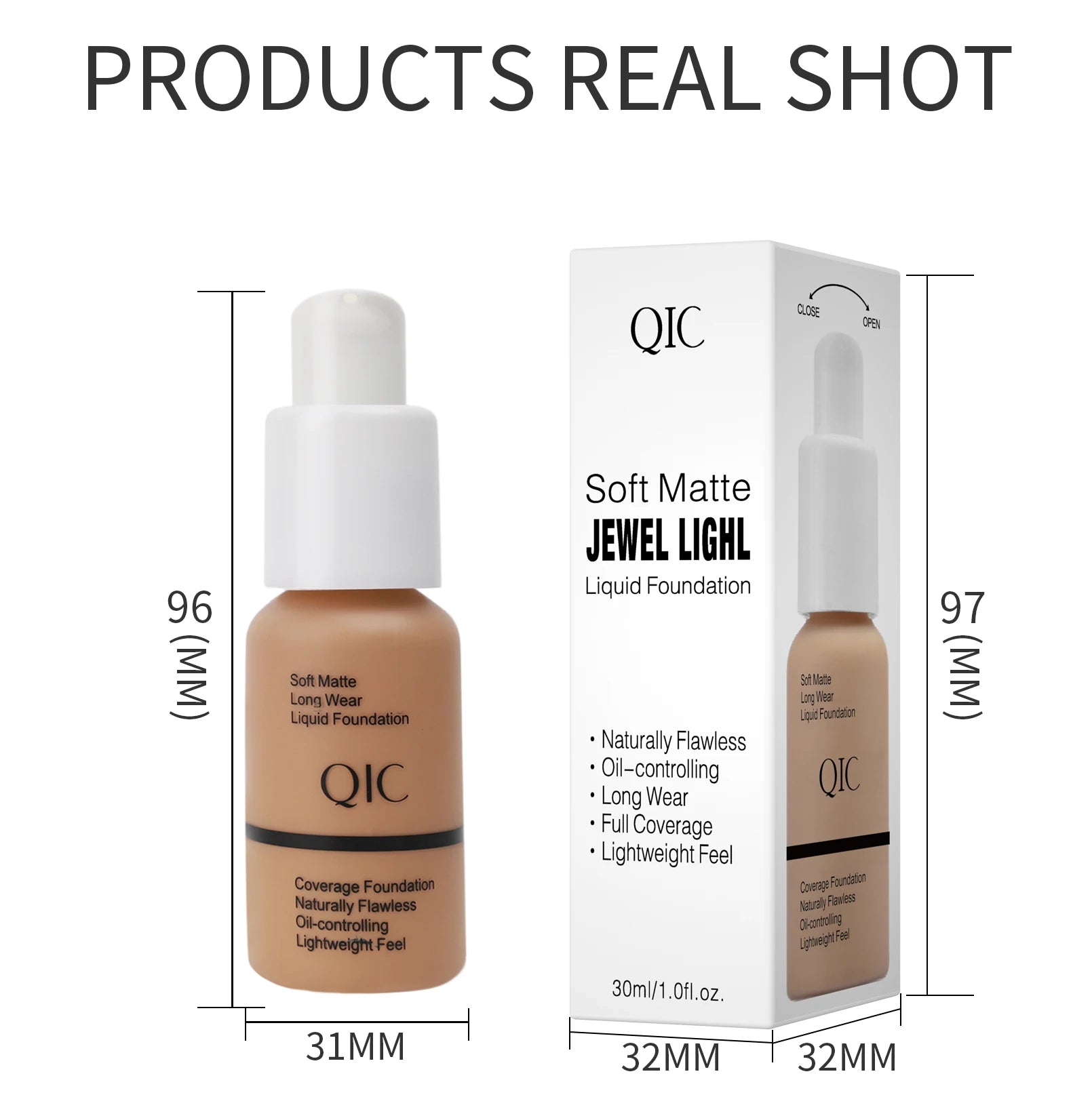 Tidesmit liquid foundation face makeup texture close-up featuring long lasting matte oil-control waterproof finish