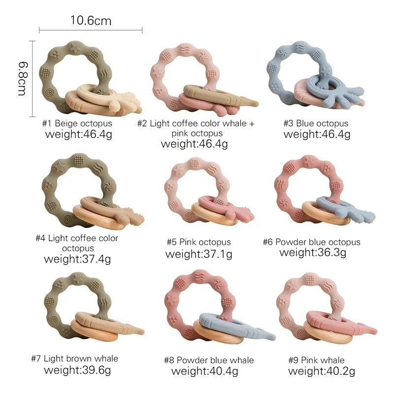 1Pcs Food Grade Baby Silicone Teether Toy Cartoon Car Nursing Teething Ring BPA Free Newborn Health Molar Chewing Accessorie Toy