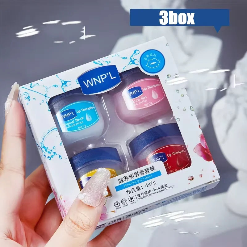 Moisturizing Lip Balm Set for Dry Chapped Lips - Natural Care Lip Care C-3box-4pcs Tidesmit