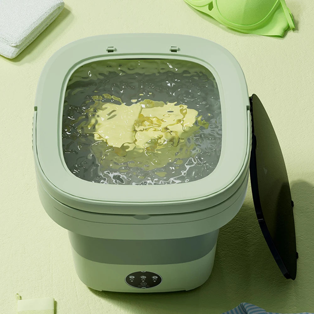 Tidesmit 11L 6L portable mini washing machine with drain basket, ideal for apartment, camping, and travel laundry.