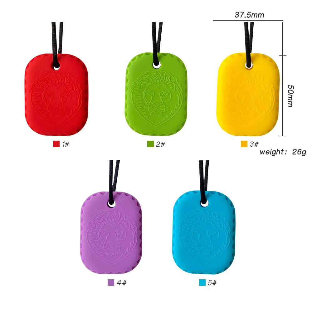 Gem Silicone Teethers Crystal Chew Necklace Sensory Pandent Chewing Toy for Kids Boys Girls Autism