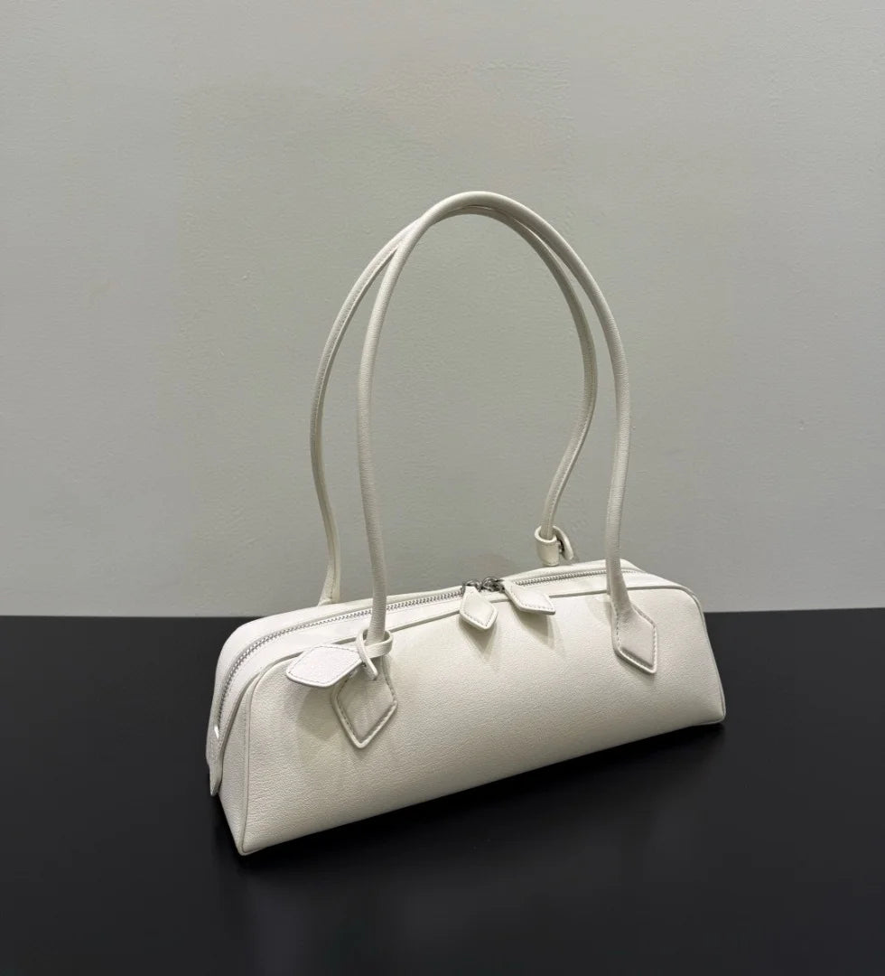 2026 high-quality genuine leather sausage bag, high-end customized high silk gloss leather handbag, women's shoulder bag
