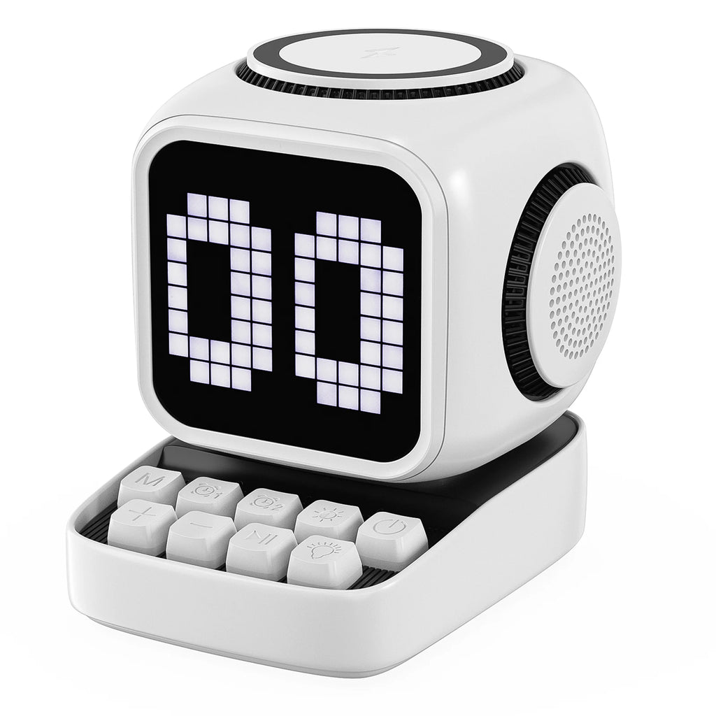 Portable Bluetooth Speaker with 15W Wireless Charger and LED Clock Tidesmit