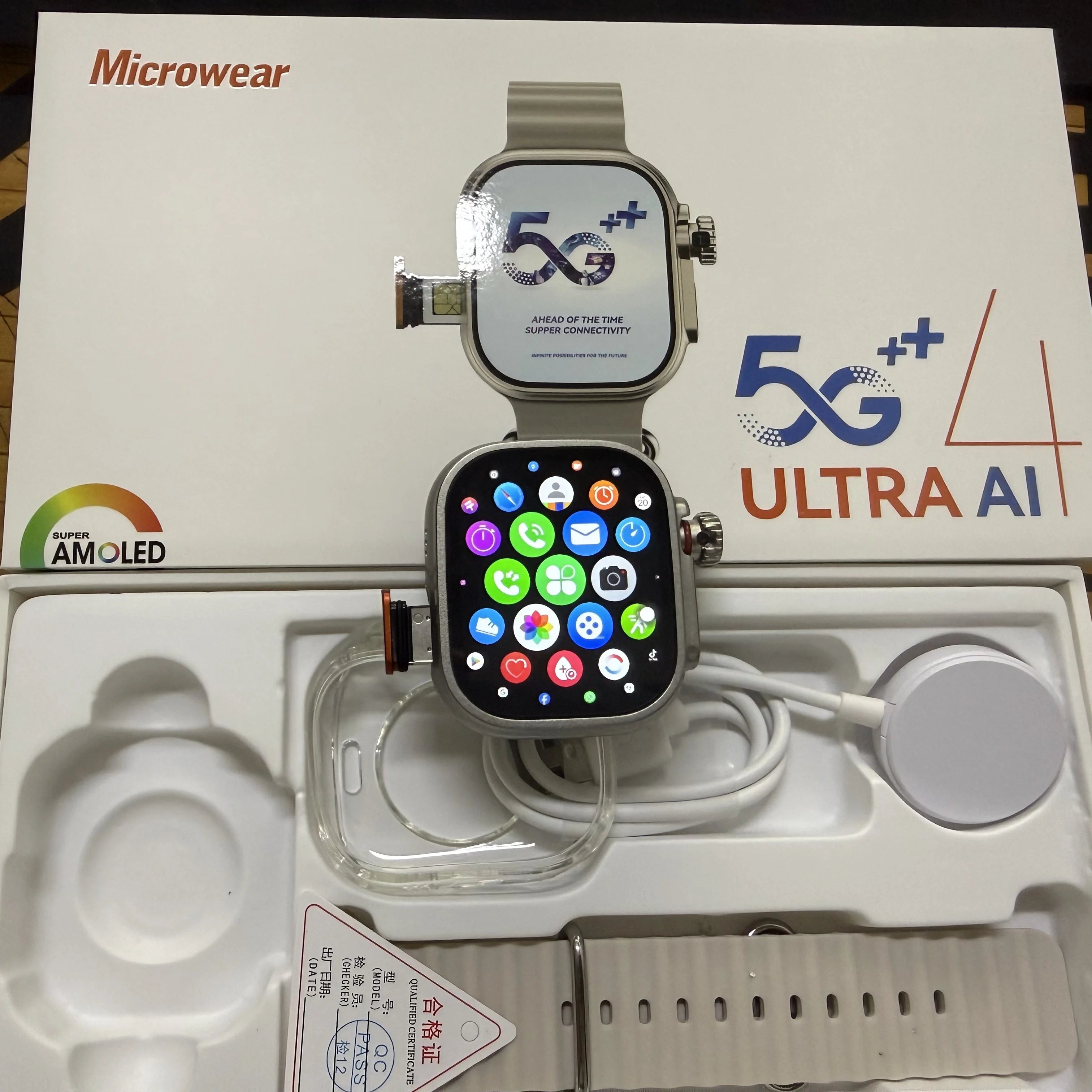 Microwear Ultra Ai4 Smartwatch 5G LTE Full Netcom Smart Watches With 180° Rotary Camera 500+ watchfaces free download GPS WIFI