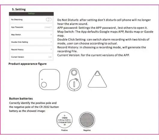 Wireless mini GPS tracker and Bluetooth anti-lost smart tag for pets, keys, and bags with app tracking and alarm.