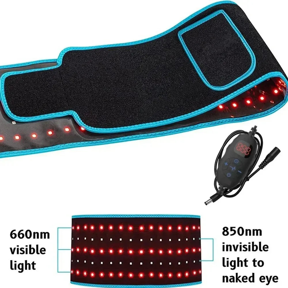 Red ＆Infrared LED Light Therapy Belt 850nm 660nm Back Pain Relief Wrap Burn Fat Wrap Slimming Machine Waist Heat Pad Full Body