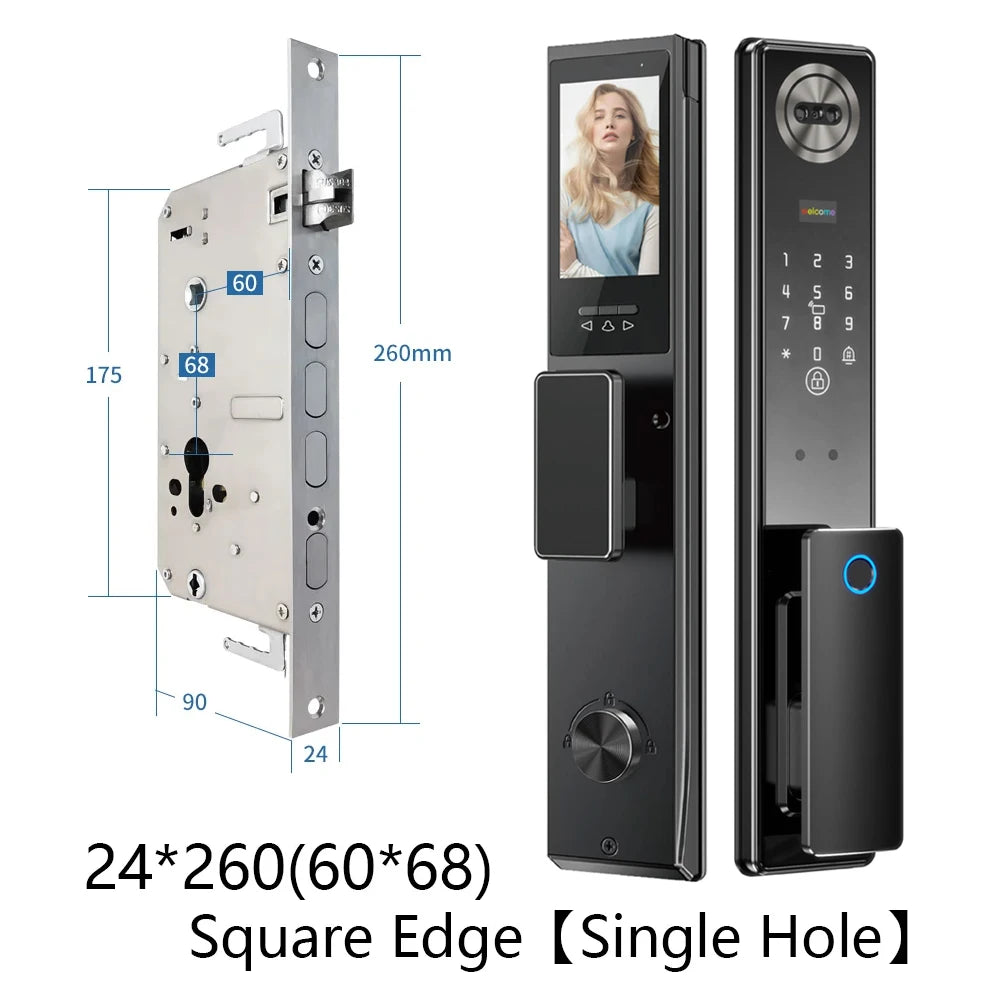 SANKESONG 3D Face Recognition Smart Door Lock,Palm Vein Recognition Video Smart Lock with Camera,Build-in WiFi,APP Control
