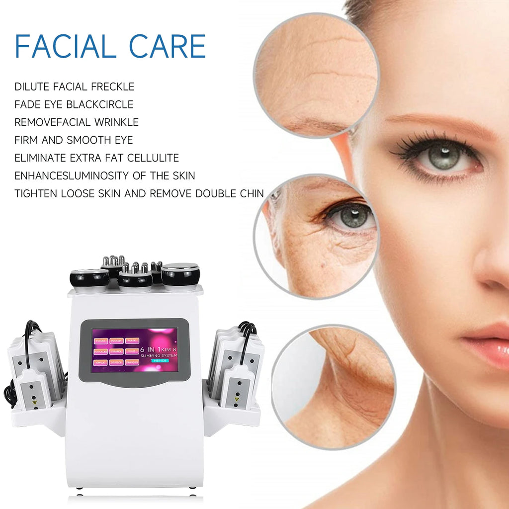 Ultrasonic Cavitation Machine 6-in-1 Body Slimming Device Body Shaping Massage Equipment Tidesmit