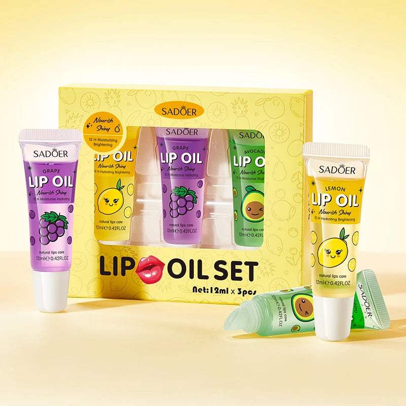 Crystal Jelly Lip Oil Set - Hydrating 3-Piece Lip Treatment Lip Care Tidesmit