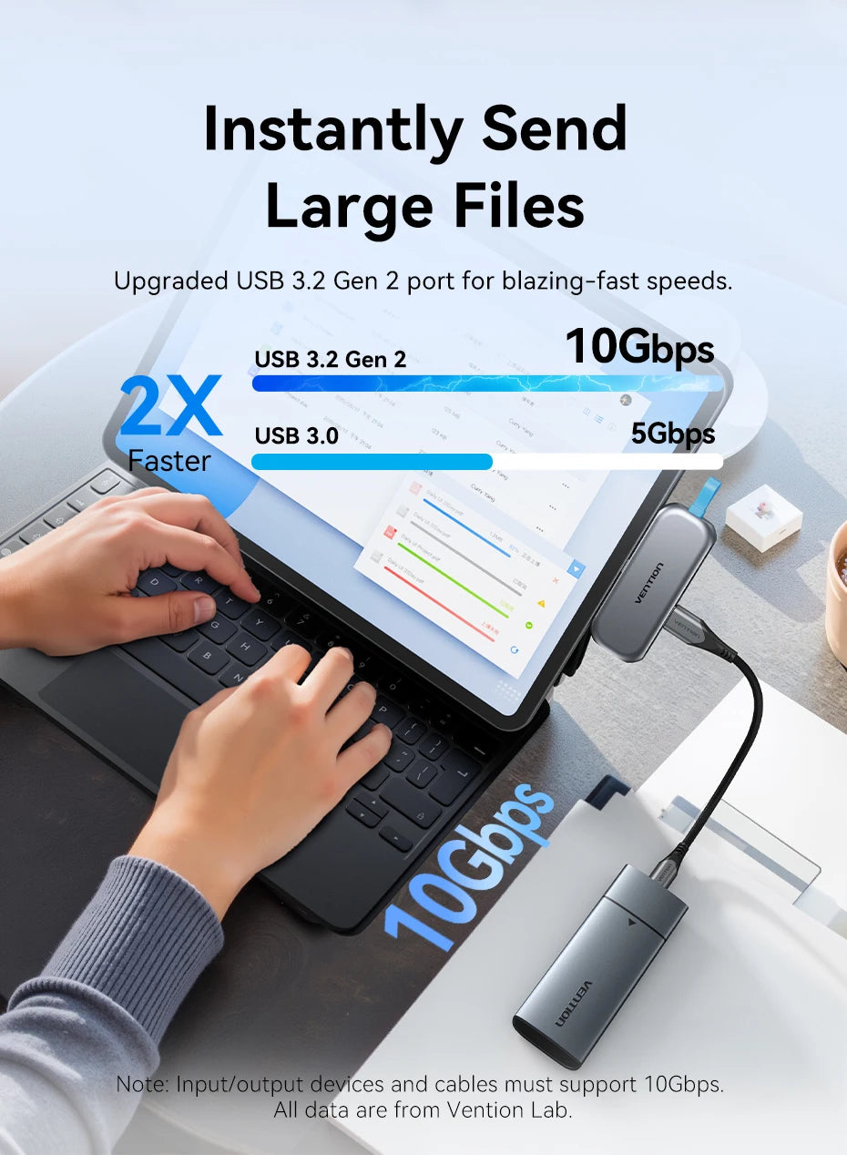 USB C Hub 4K 60Hz Adapter - 100W PD Charging for Laptop - Space Gray Tidesmit
