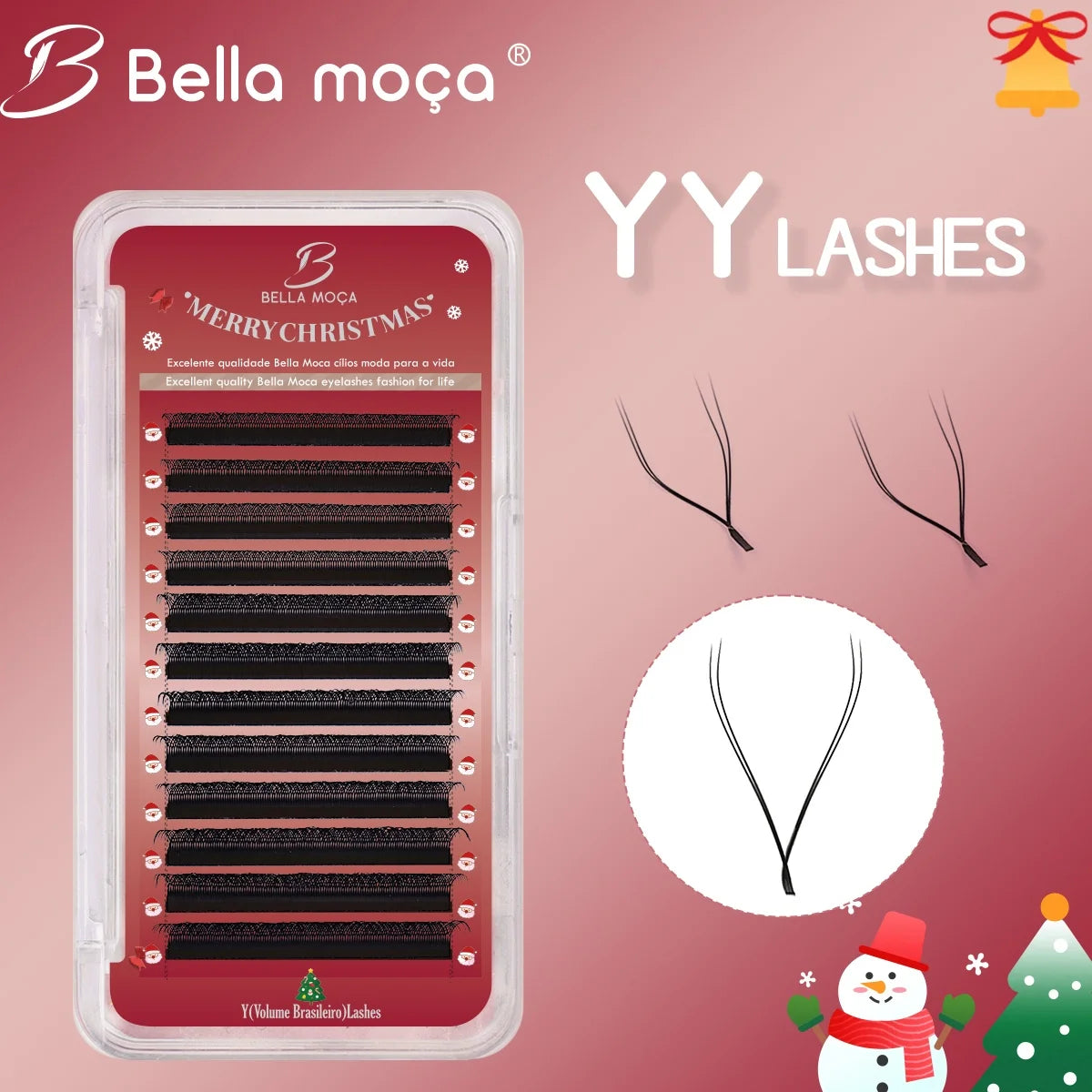 YY Shaped Eyelash Extensions 0.07mm D Curl Matte Faux Mink Lash False Eyelashes Christmas- yy black Tidesmit