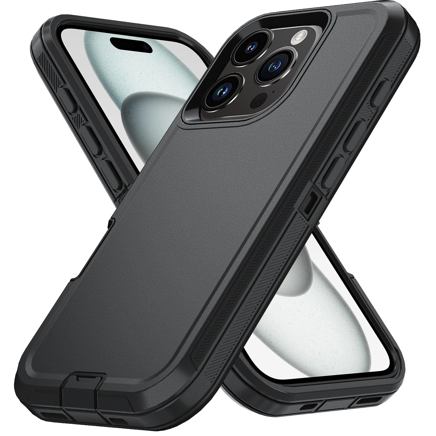 iPhone 17 Pro Max Shockproof Case with Integrated Kickstand - Tidesmit Black-Black Tidesmit