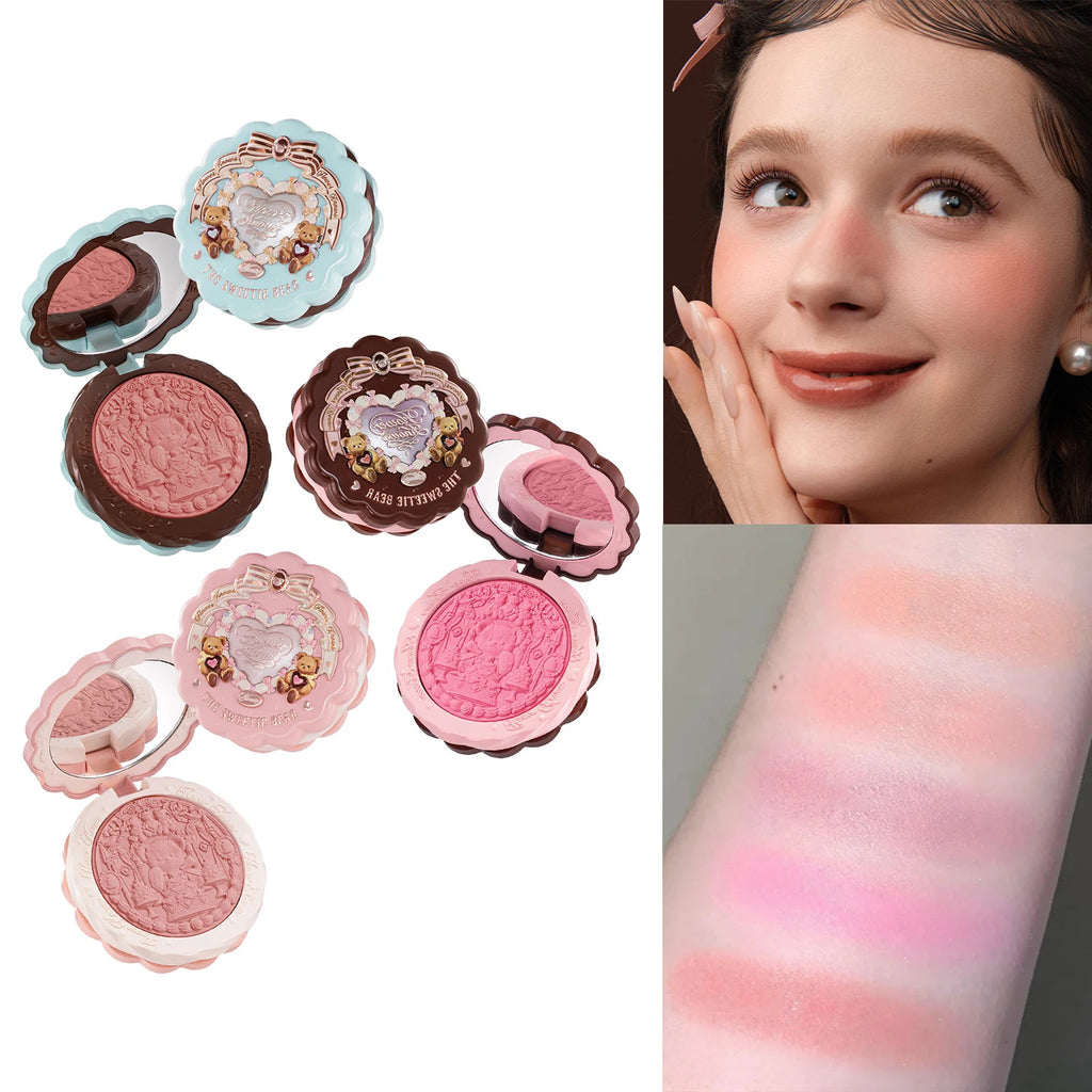 Tidesmit Flower Knows Sweetie Bear vegan silk satin blush for a natural glow and long lasting matte cheek finish