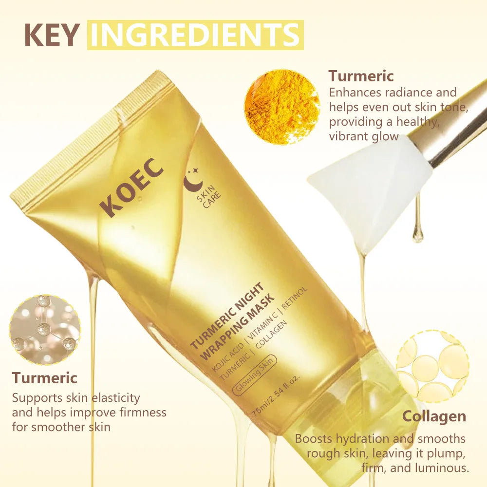 Tidesmit Korean collagen turmeric VC night wrapping peel-off mask texture close-up for moisturizing facial skincare