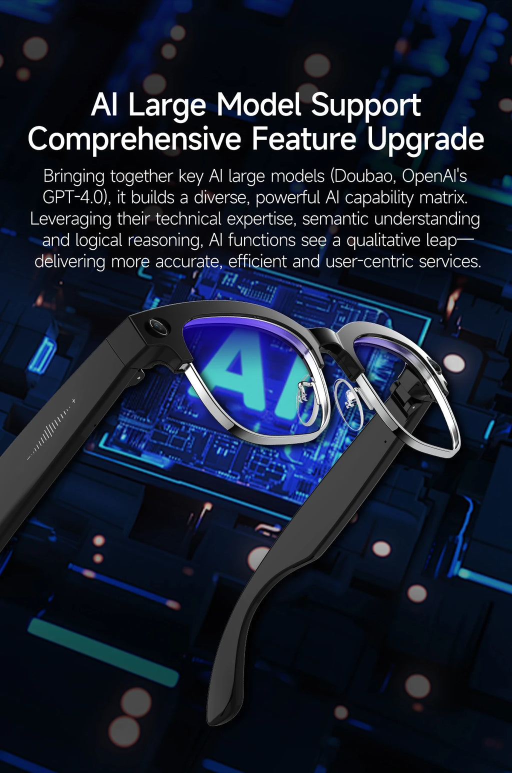 AI Smart Glasses with 8K Camera - Black Bluetooth Mixed Reality Headset Tidesmit