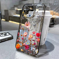 Purple Flower Phone Case for iPhone 16 - Slim Fit Shock-Absorbing Cover Black JW40 Tidesmit