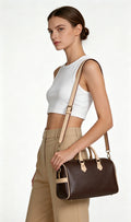 Premium PU Leather Top Handle Bag Ladies Office Work Tote Bag with Gold Hardware Luxe Designer Style