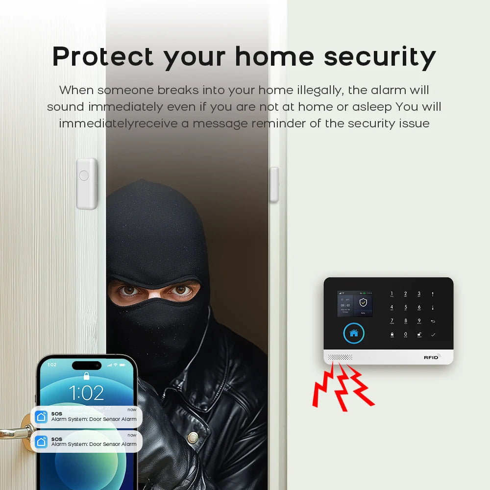 Wireless Home Alarm System with WiFi, Tuya App, and Smart Alerts Tidesmit