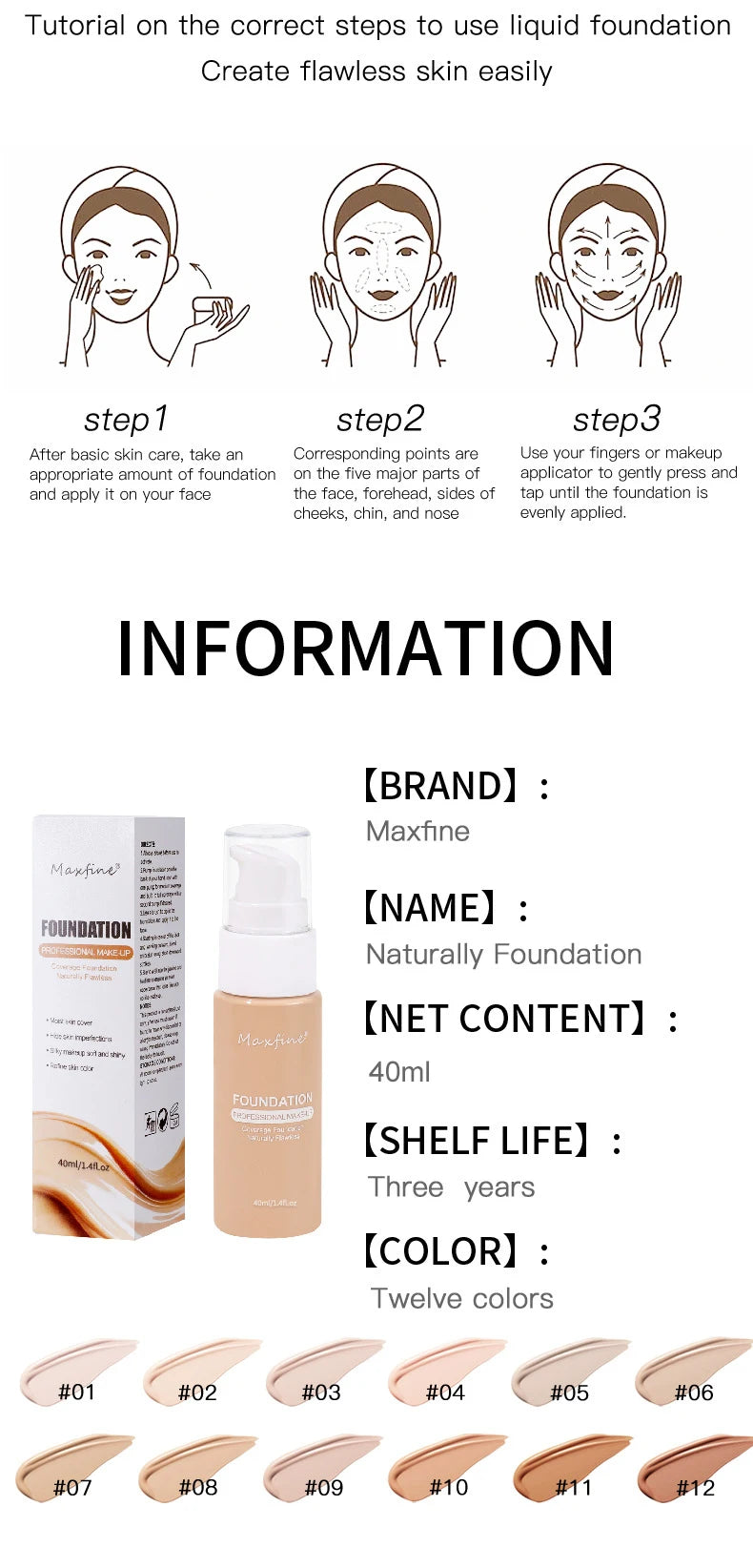 Tidesmit 12 color liquid foundation powder offering high coverage moisturizing finish and long lasting texture view