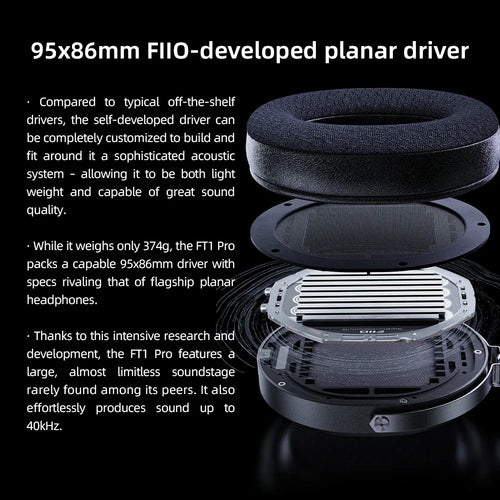 FiiO FT1 Pro Planar Magnetic Headphones Hi-Fi Black - Tidesmit Tidesmit