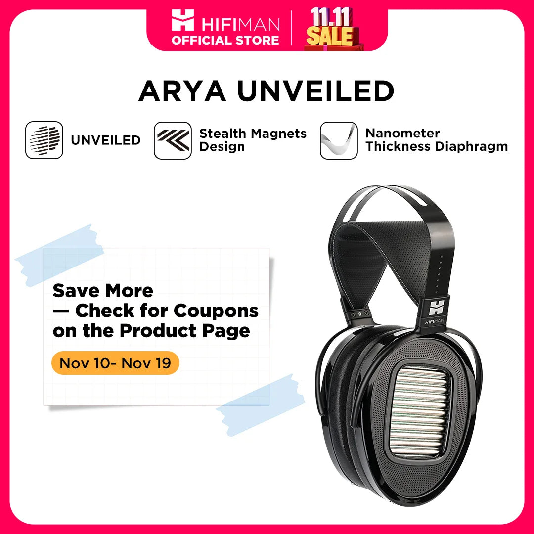 Hifiman Arya Unveiled Planar Magnetic Over-Ear Headphones - Black black Tidesmit