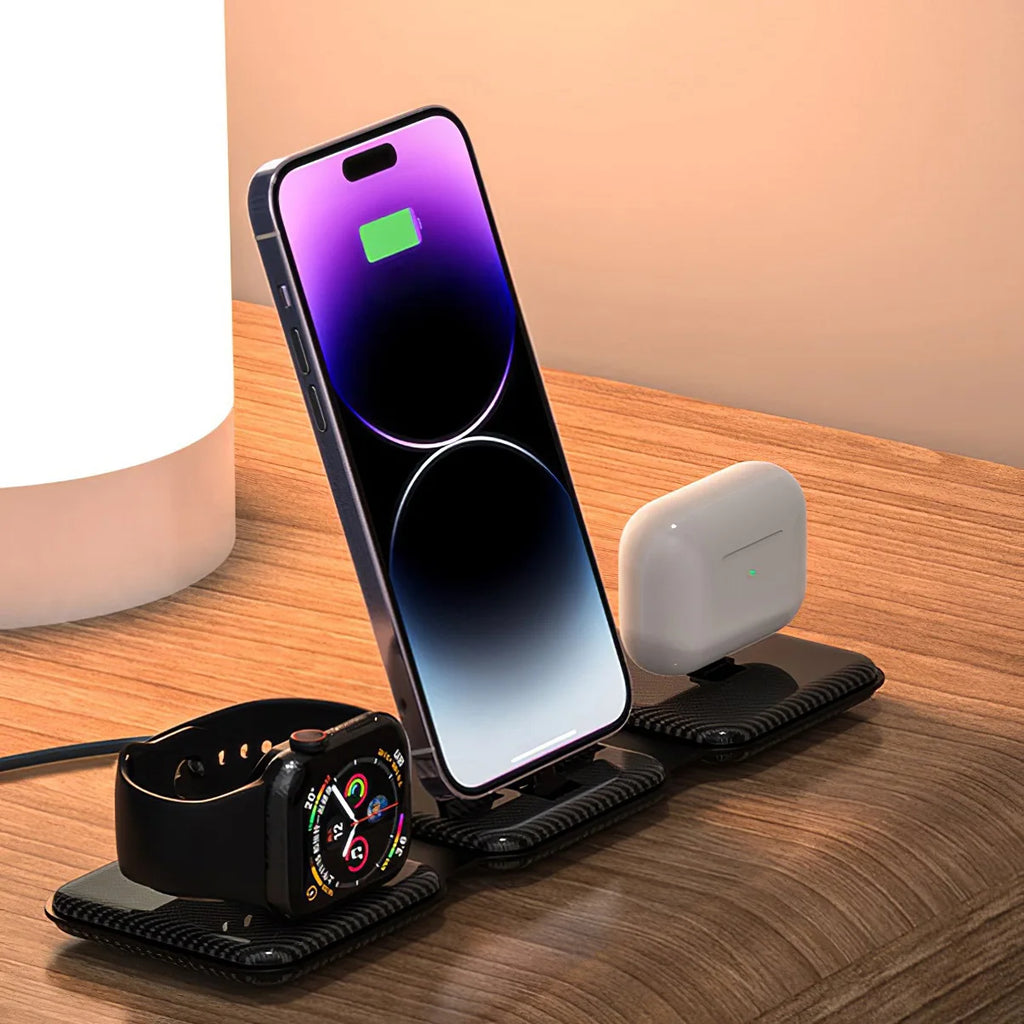 3-in-1 Magnetic Wireless Charging Station for iPhone and Apple Watch Tidesmit
