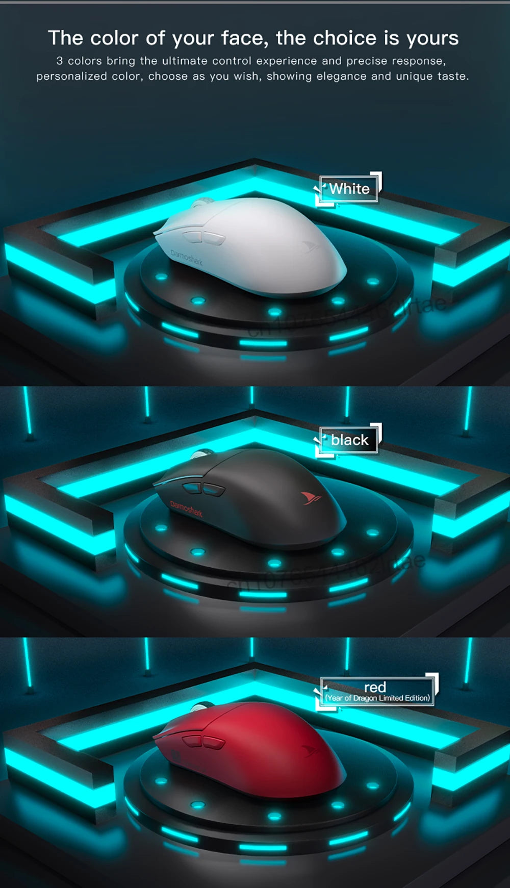 Darmoshark  M3 Pro /Max Wireless Gaming Mouse Bluetooth Tri-Mode PAW3395/3950 Nordic 52840 Game Macro Mouse For PC Laptop