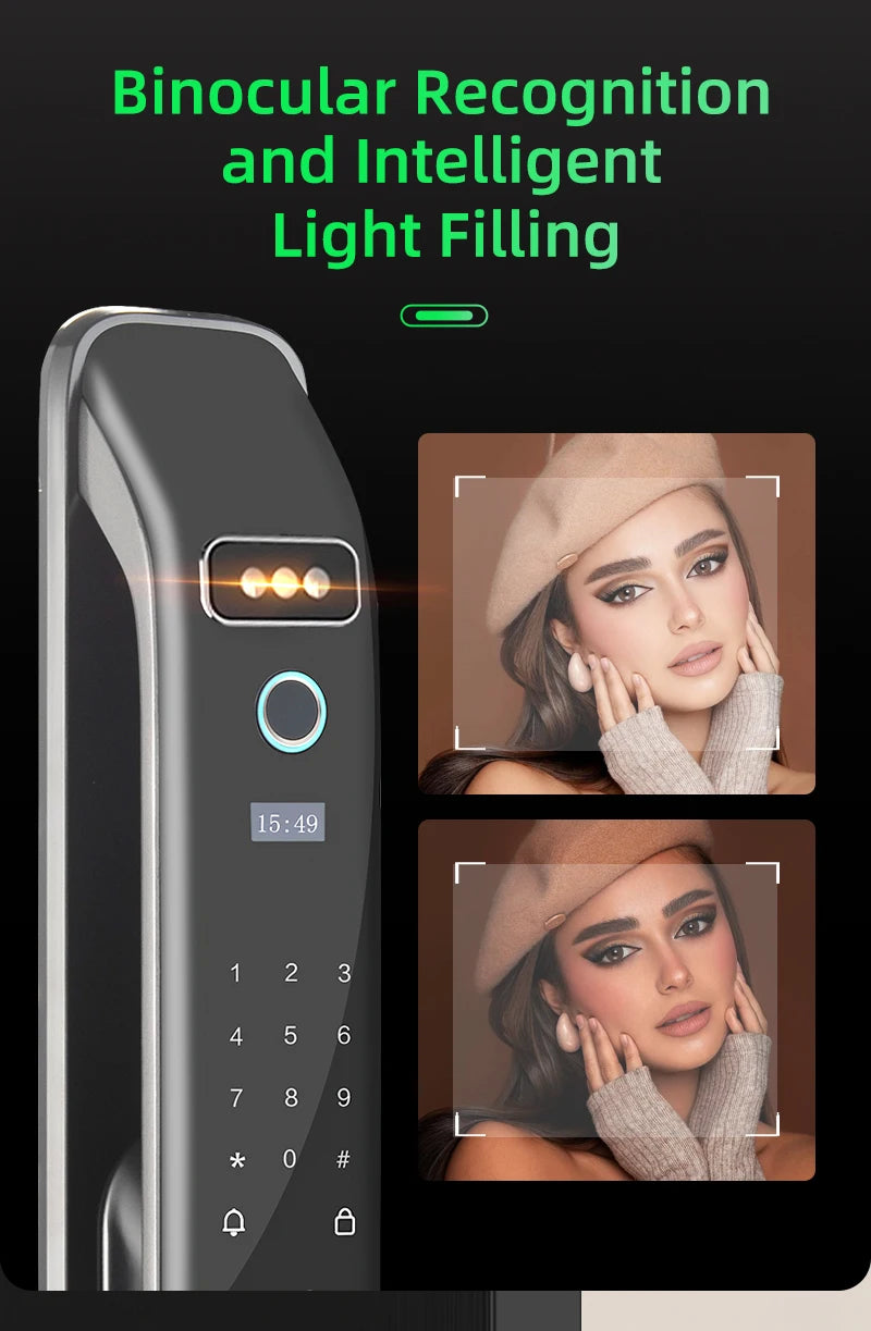 3D Face Recognition Smart LOCK Unlock Digital Door Lock With Camera FIngerprint Password Unlock Keyless Electronic Door Lock