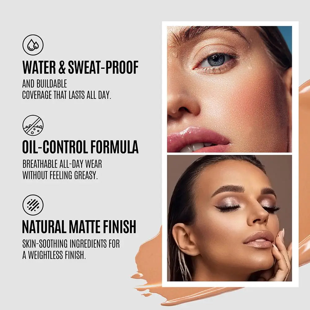 Tidesmit long lasting full coverage matte CC foundation for natural face makeup texture close-up