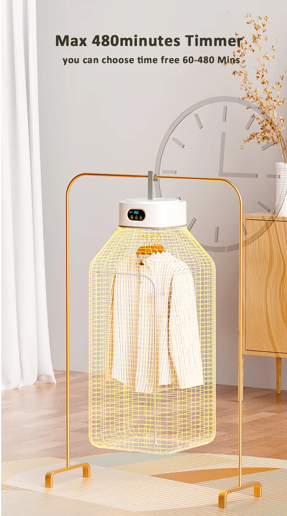 Tidesmit foldable portable clothing dryer with UV sterilization and remote control for efficient travel laundry care