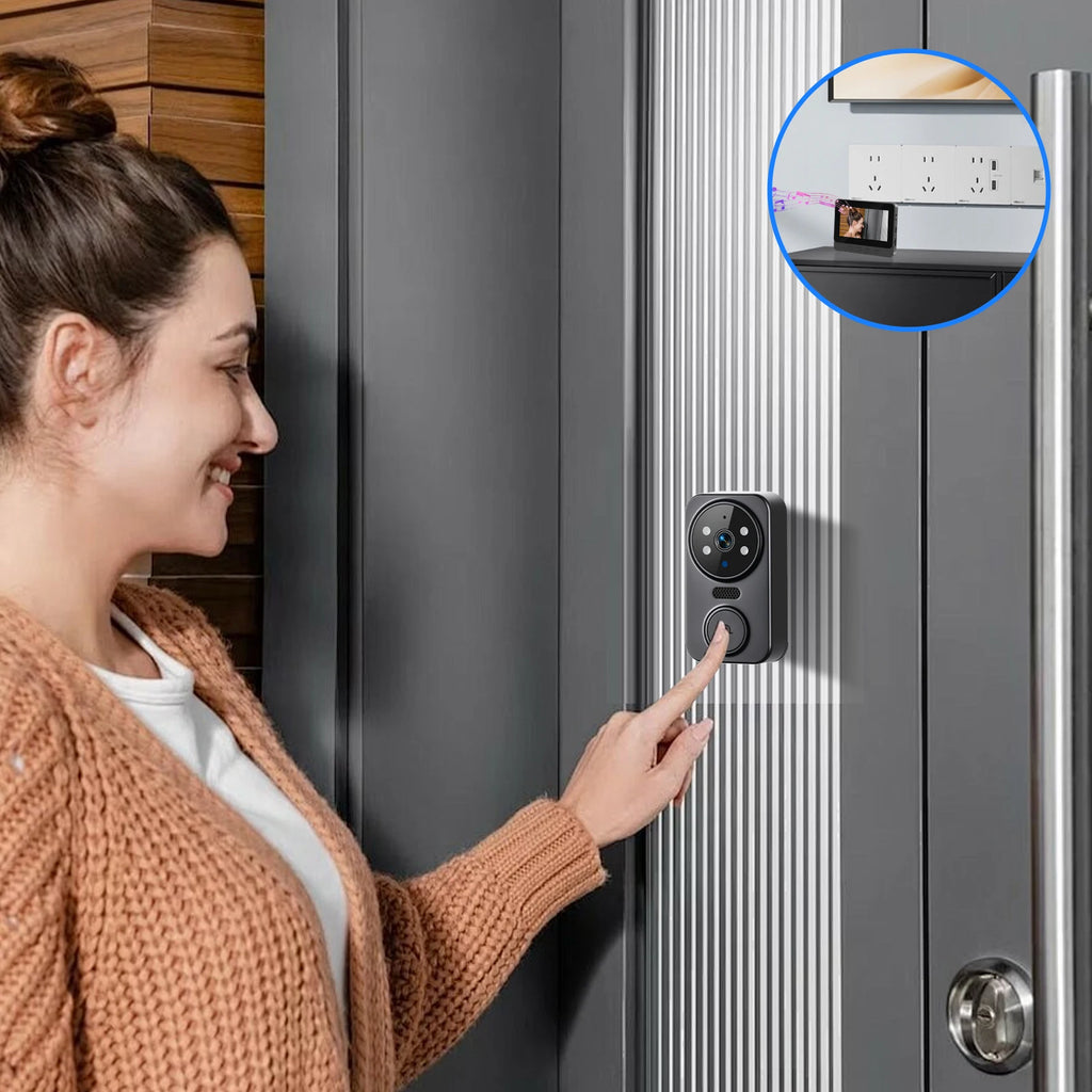 Podofo Smart Wireless Video Doorbell With Screen 4.3'' IPS HD Smart Intercom 2.4G Visible Doorbell Two-Way Talk Night Vision Home Use Security Camera