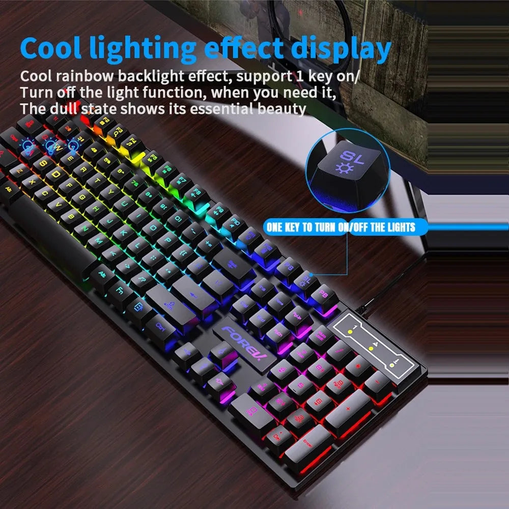 104 Keys Wired Keyboard RGB Colorful Gaming Keyboard Mechanical Feel Keyboard Standard Keyboard for Windows Laptop Computer