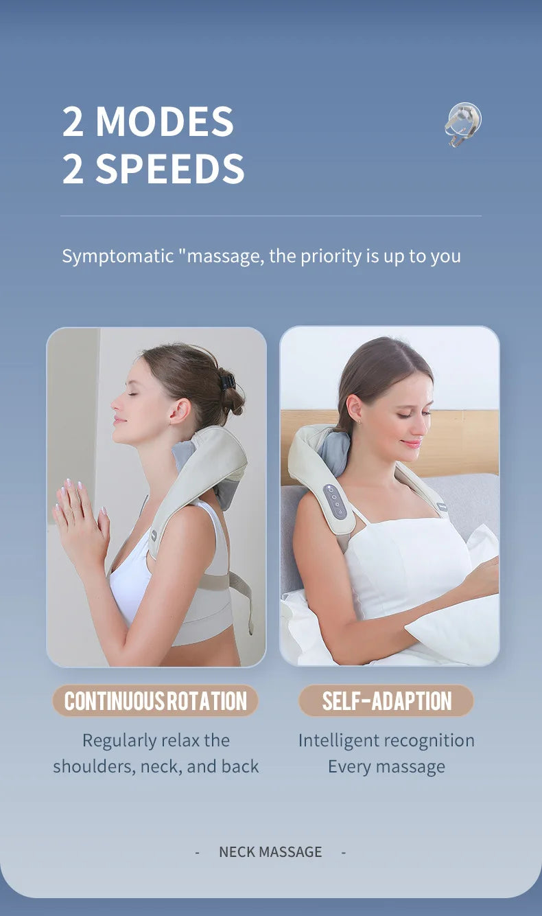 Electric Neck and Shoulder Massager - Rechargeable Deep Tissue Shawl Back Massage Instrument Tidesmit