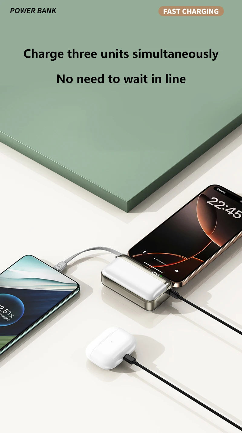 20000mAh Portable Charger with Built-in Cable - Fast Charging PD Tidesmit