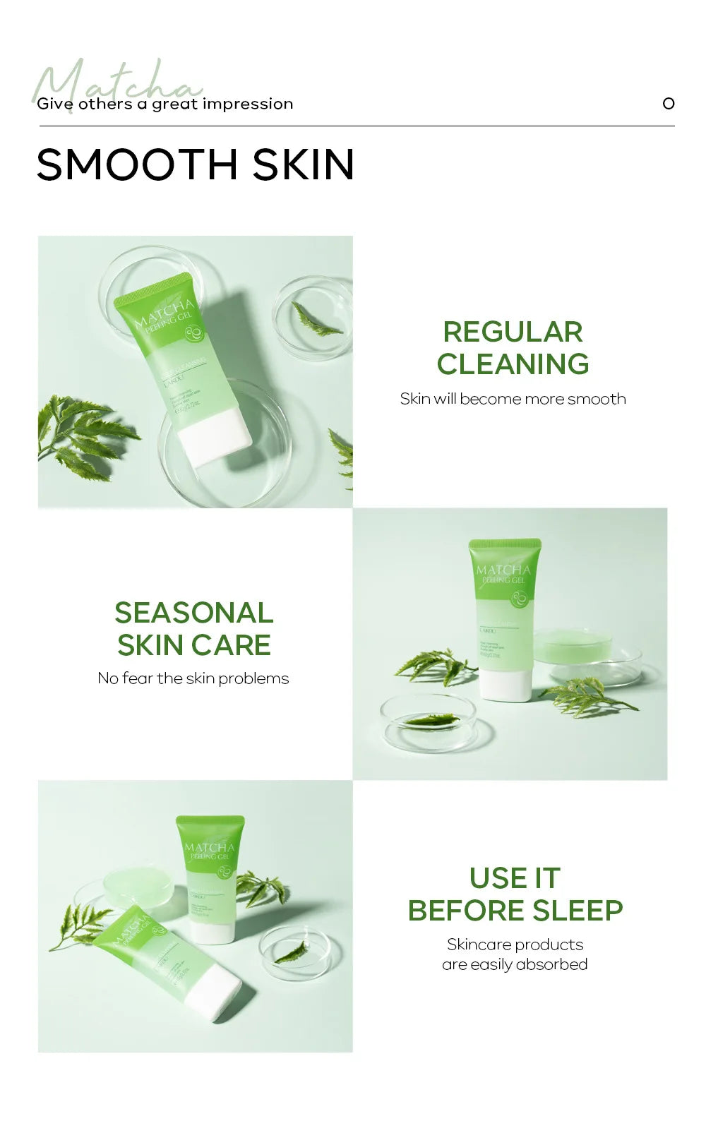 Matcha Exfoliating Face Scrub – Deep Pore Cleansing Gel 60g Scrubs Treatments Tidesmit
