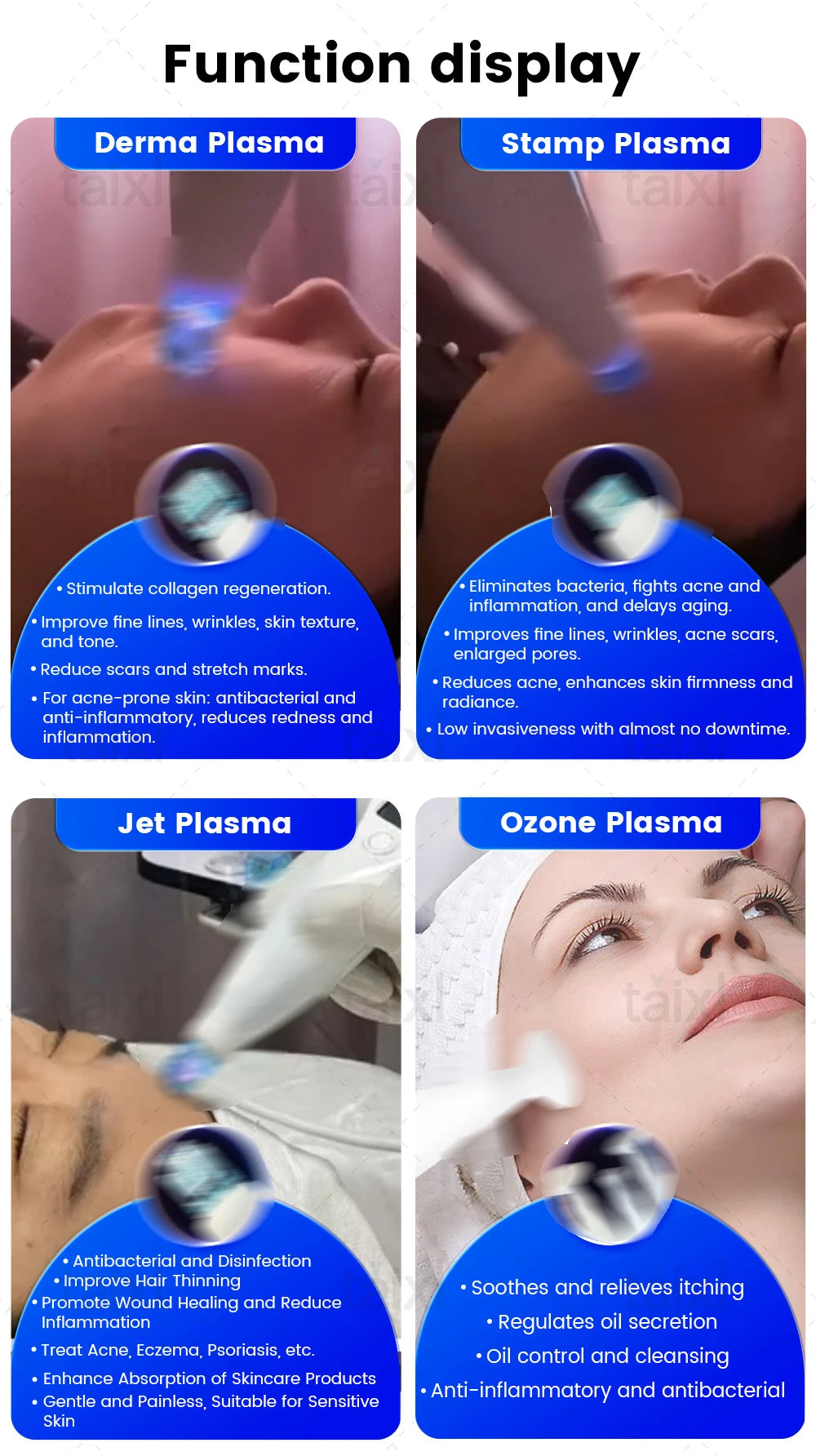 Tidesmit 8-in-1 medical grade plasma therapy device showing adjustable hot and cold facial pigmentation removal nozzle