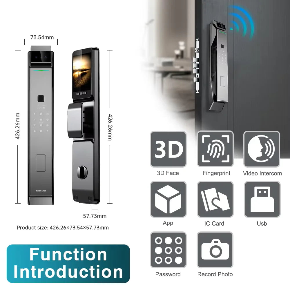 Fingerprint Smart Door Lock Face Recognition Fingerprint Lock With Camera Biometric Door Smart Digit Lock