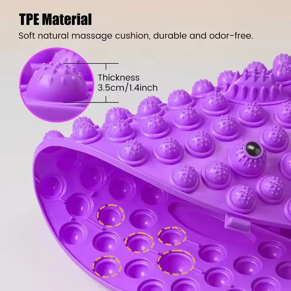 Purple TPE acupressure foot massage pad with 3.5cm thick textured nodes for health walking and reflexology therapy.