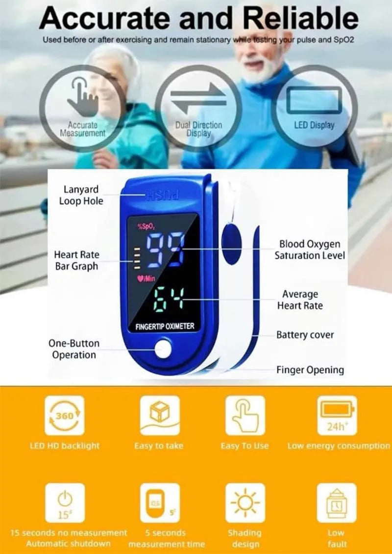 Portable Fingertip Oximeter Heart Rate Meter Pulse Blood Oxygen Saturation OLED Screen Digital Tube Practical Monitor