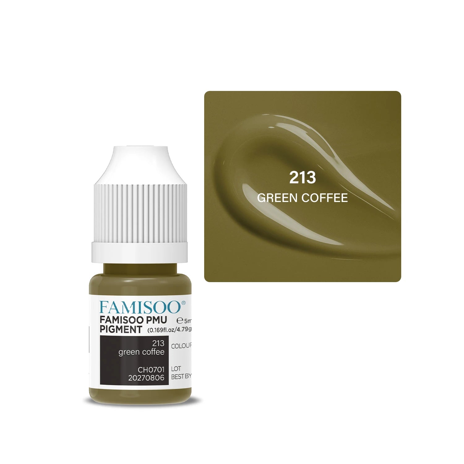 Eyebrow Tattoo Ink - Professional 5ml Microblading Pigment for PMU Machines Permanent Makeup Machines 213 Green coffee
