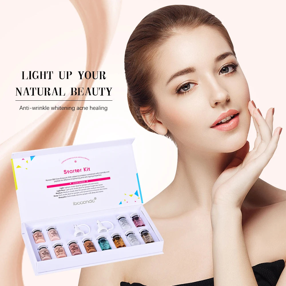Tidesmit Korea BB Cream Glow serum kit texture close-up for radiant face makeup with niacinamide and peptides
