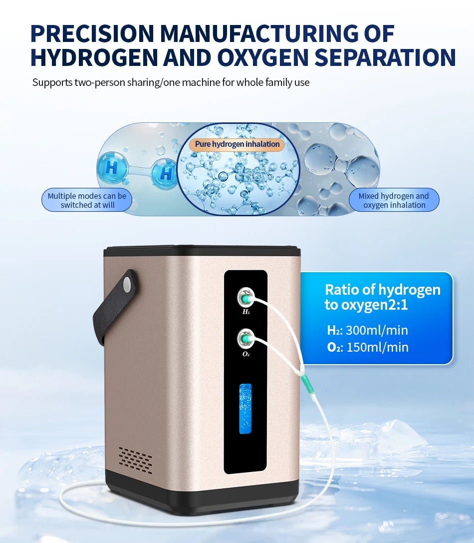 Portable Hydrogen Inhalation Machine 450ml - Gold Edition | Tidesmit Body Shaping Massage Equipment Tidesmit