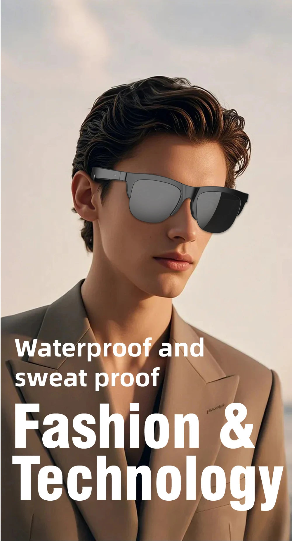 Bluetooth Smart Glasses - Immersive Spatial Audio Hands-Free Black Tidesmit