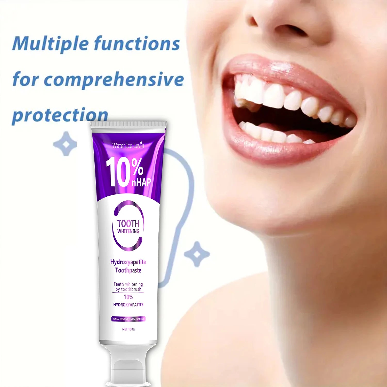 Tidesmit 10% Hydroxyapatite oxidative teeth whitening toothpaste and toothbrush kit for effective stain removal.