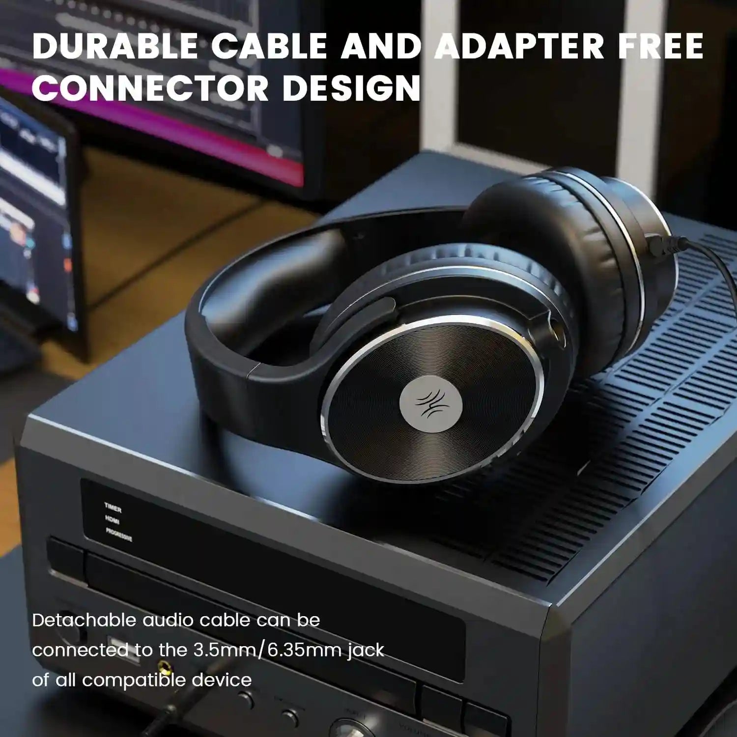 Studio Monitor Headphones Wired Over-Ear with Dual Input Jacks Tidesmit