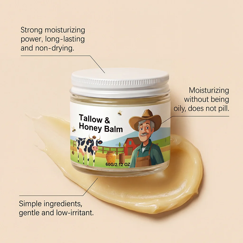 Tallow Honey Balm Soft Smooth Skin Enhance Elasticity Repair Barrier Anti Dryness Moisturize Beef Tallow Face Cream Body Lotion
