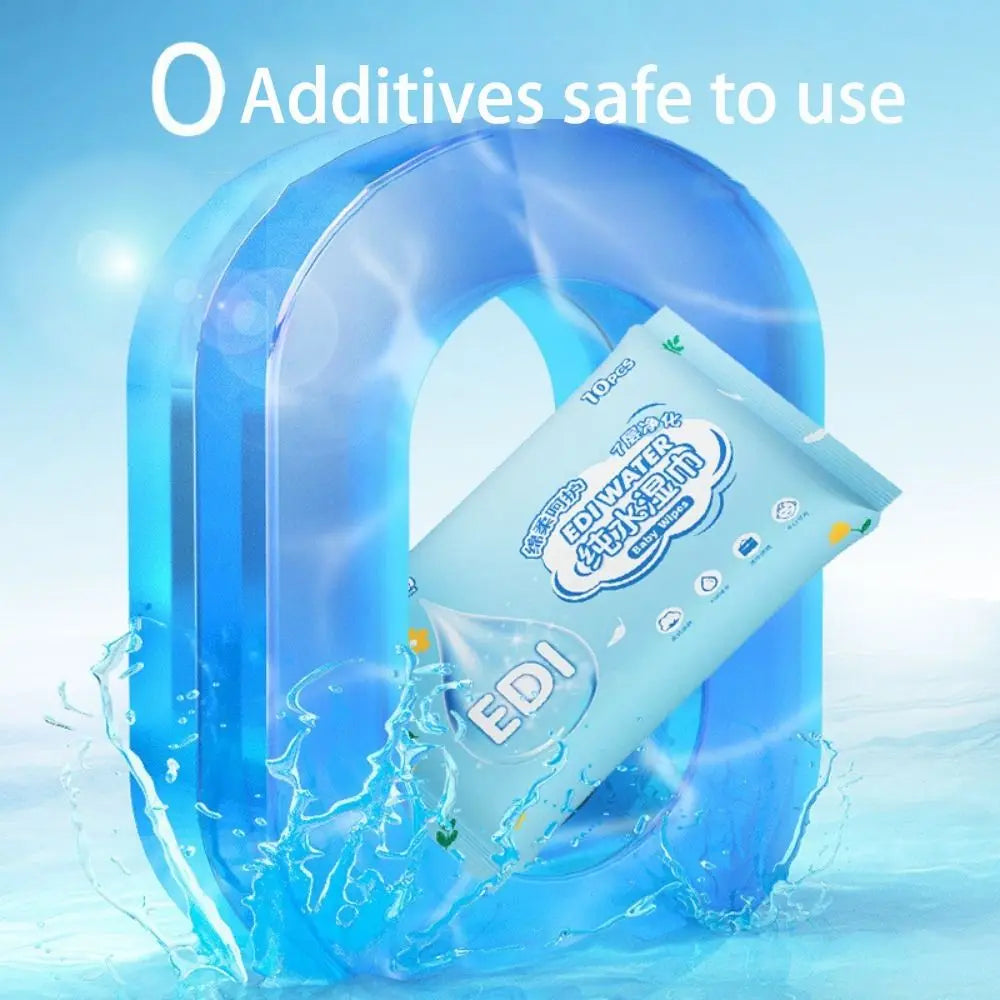 10Pcs/Pack New Spunlace Nonwoven Fabric Baby Wipes EDI Pure Water Portable Water Tissue Extractable Disposable Baby Care Tools