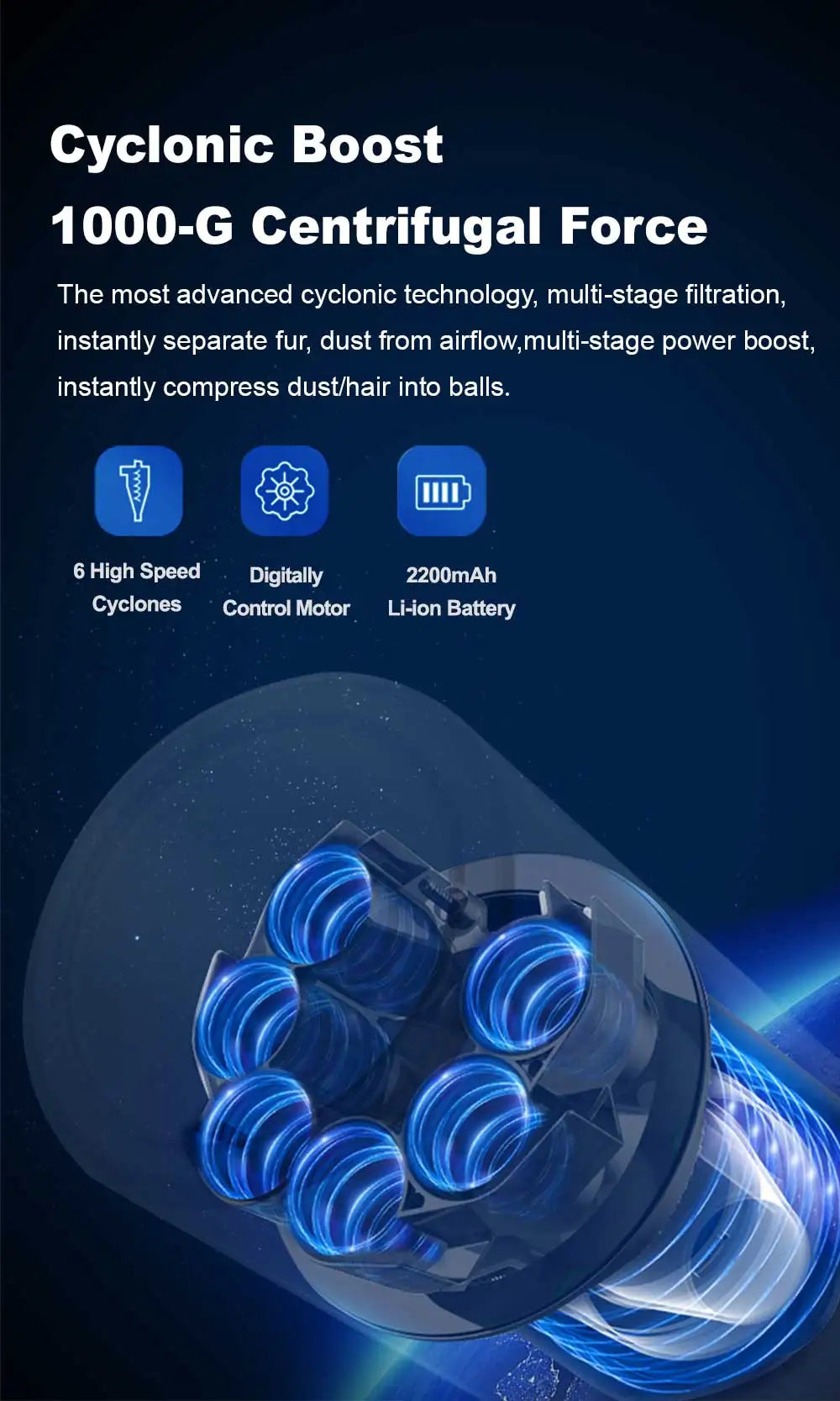 Tidesmit VC205 cordless handheld vacuum featuring a touch screen display and smart dust sensor for home cleaning